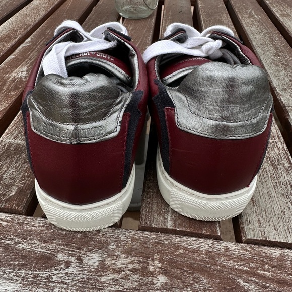 Zadig & Voltaire ZV1747 Flash Low Top Sneakers Burgundy Leather Size 38 - Picture 5 of 12
